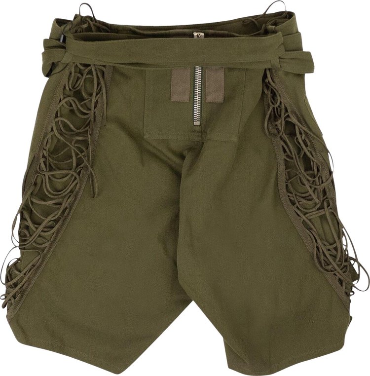 Saint Laurent Laced Panel Shorts Green