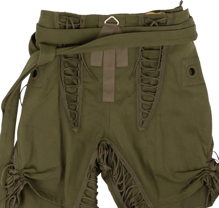 Saint Laurent Laced Panel Shorts Green