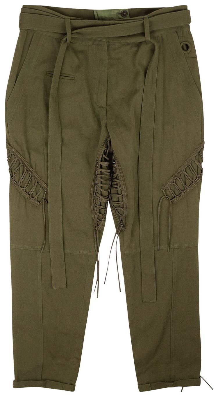 Saint Laurent Multi Lace Garbardine Pants Green