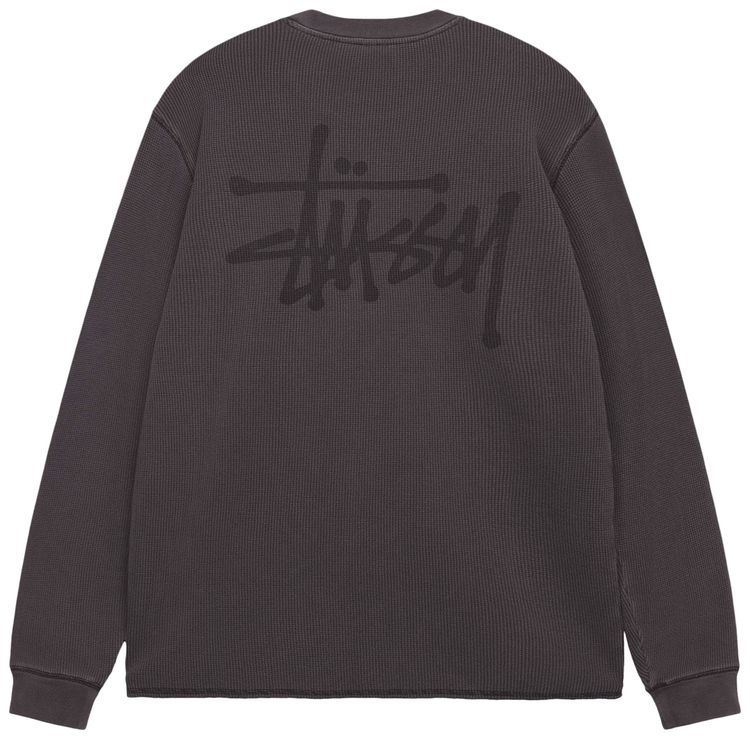 Stussy Basic Stock Long Sleeve Thermal Washed Black