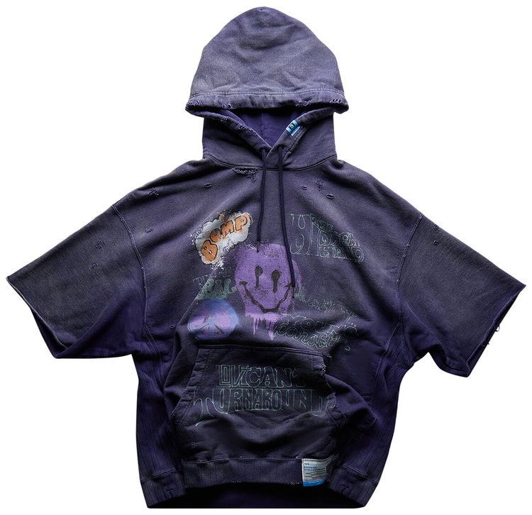 Maison Mihara Yasuhiro Vintage Like Short Sleeve Hoodie Purple