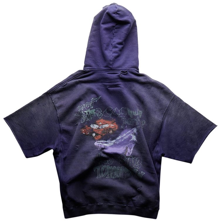 Maison Mihara Yasuhiro Vintage Like Short Sleeve Hoodie Purple