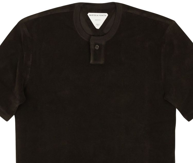Bottega Veneta Terry Henley Short Sleeve T Shirt Brown
