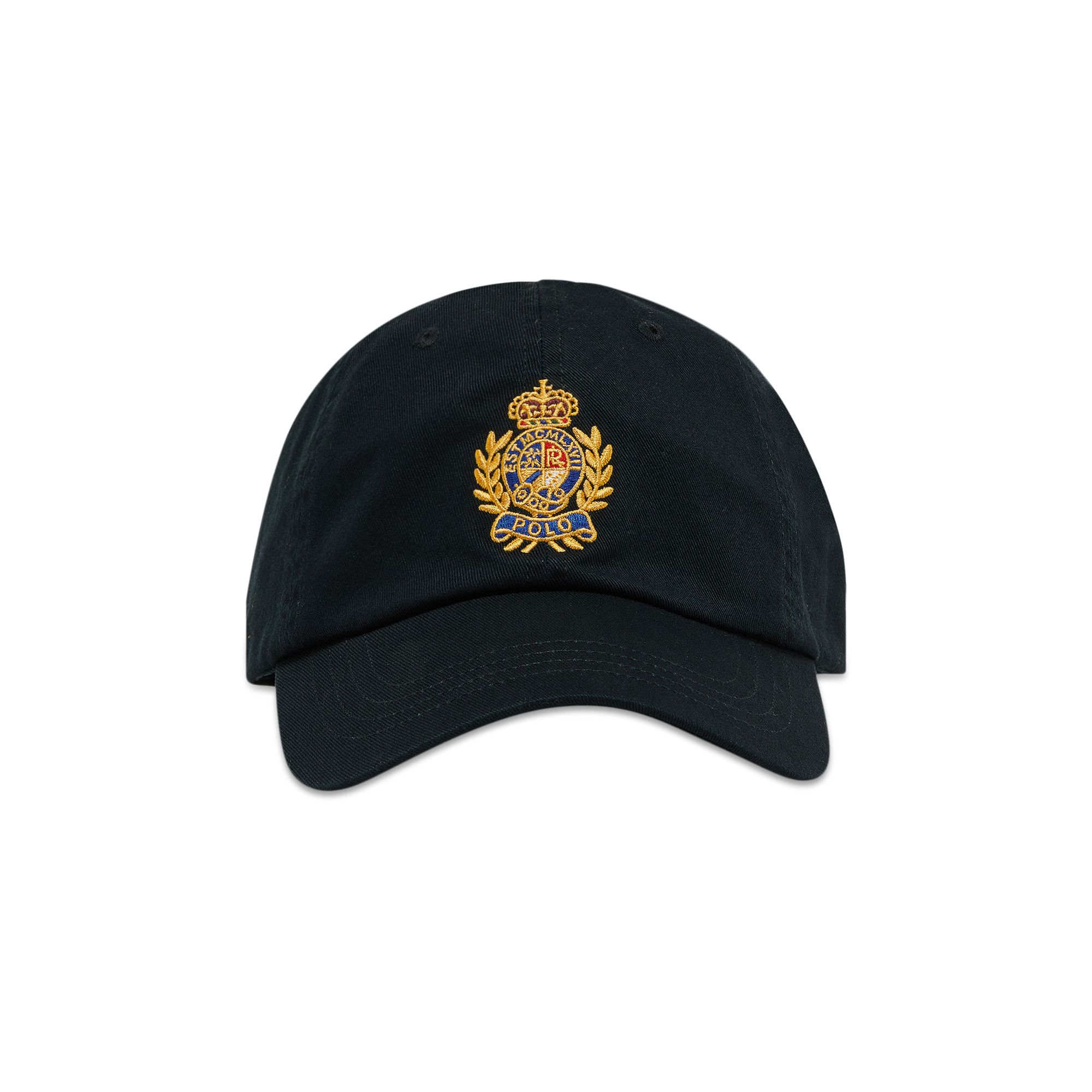 Black polo hat with white horse shop