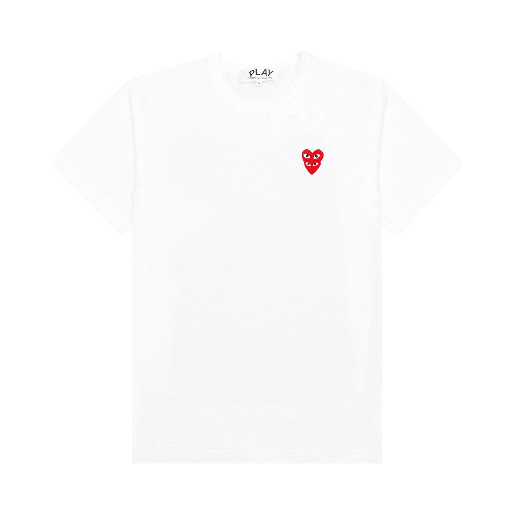 Comme des Garcons Play Double Red Heart T Shirt White