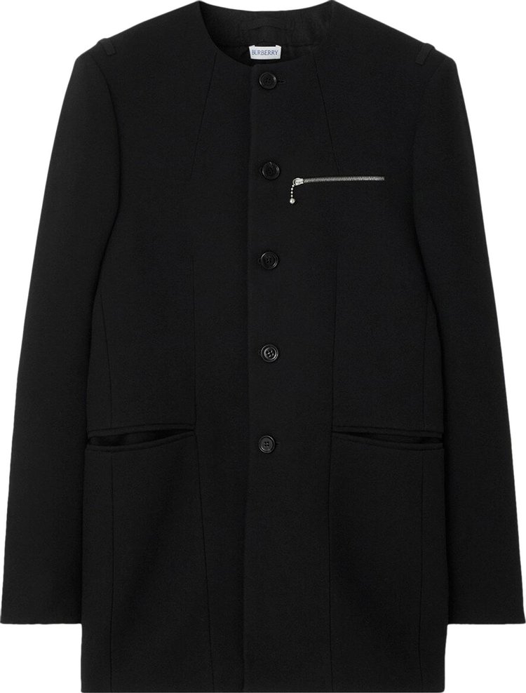 Burberry Collarless Wool Jacket 'Black'