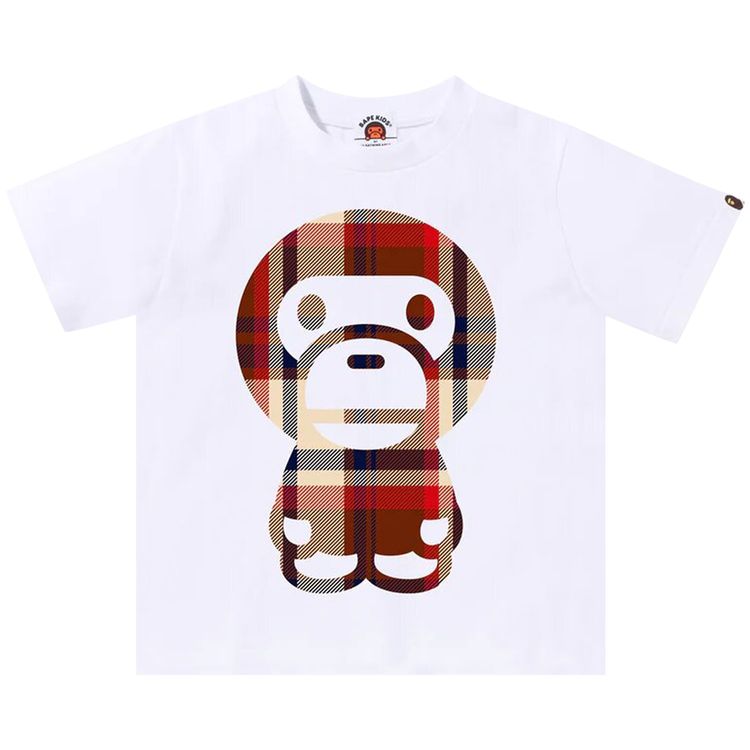BAPE Kids Check Big Baby Milo Tee White