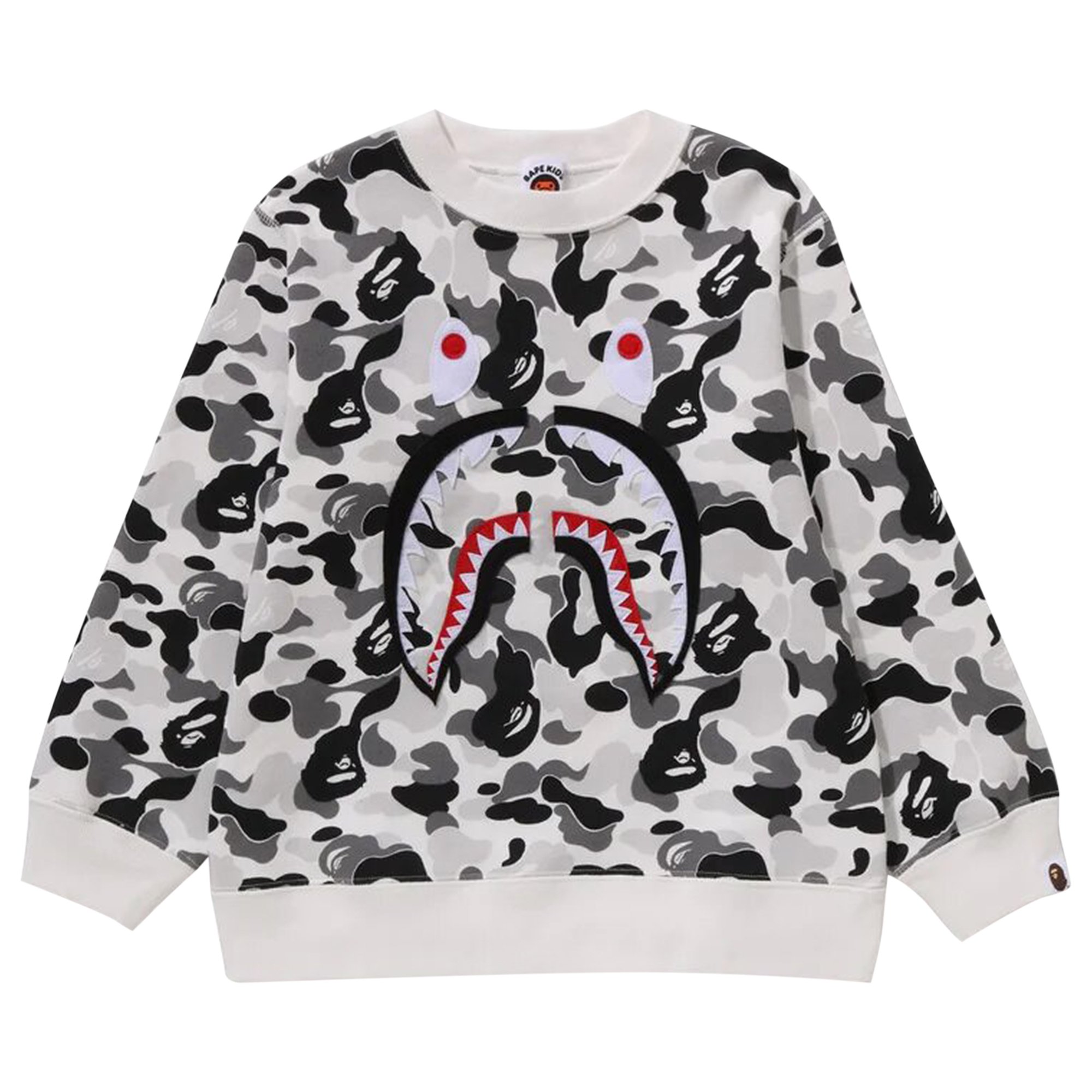 Buy BAPE Kids ABC Camo Shark Patch Crewneck 'Grey' - 1J80 313 005