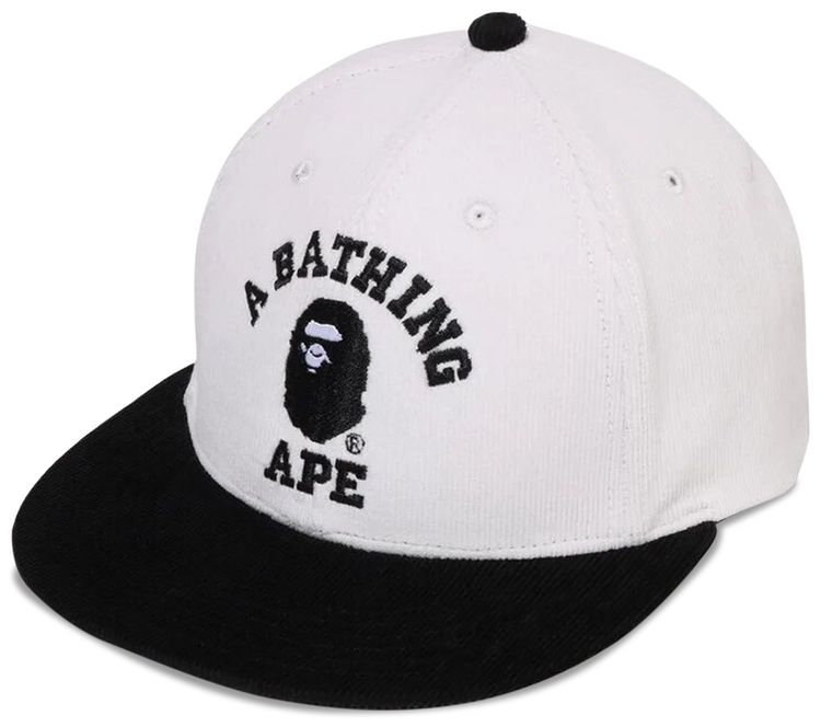 BAPE Corduroy College Snap Back Cap White