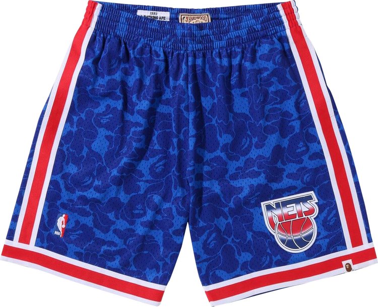 BAPE x Mitchell  Ness New Jersey Nets Shorts Blue