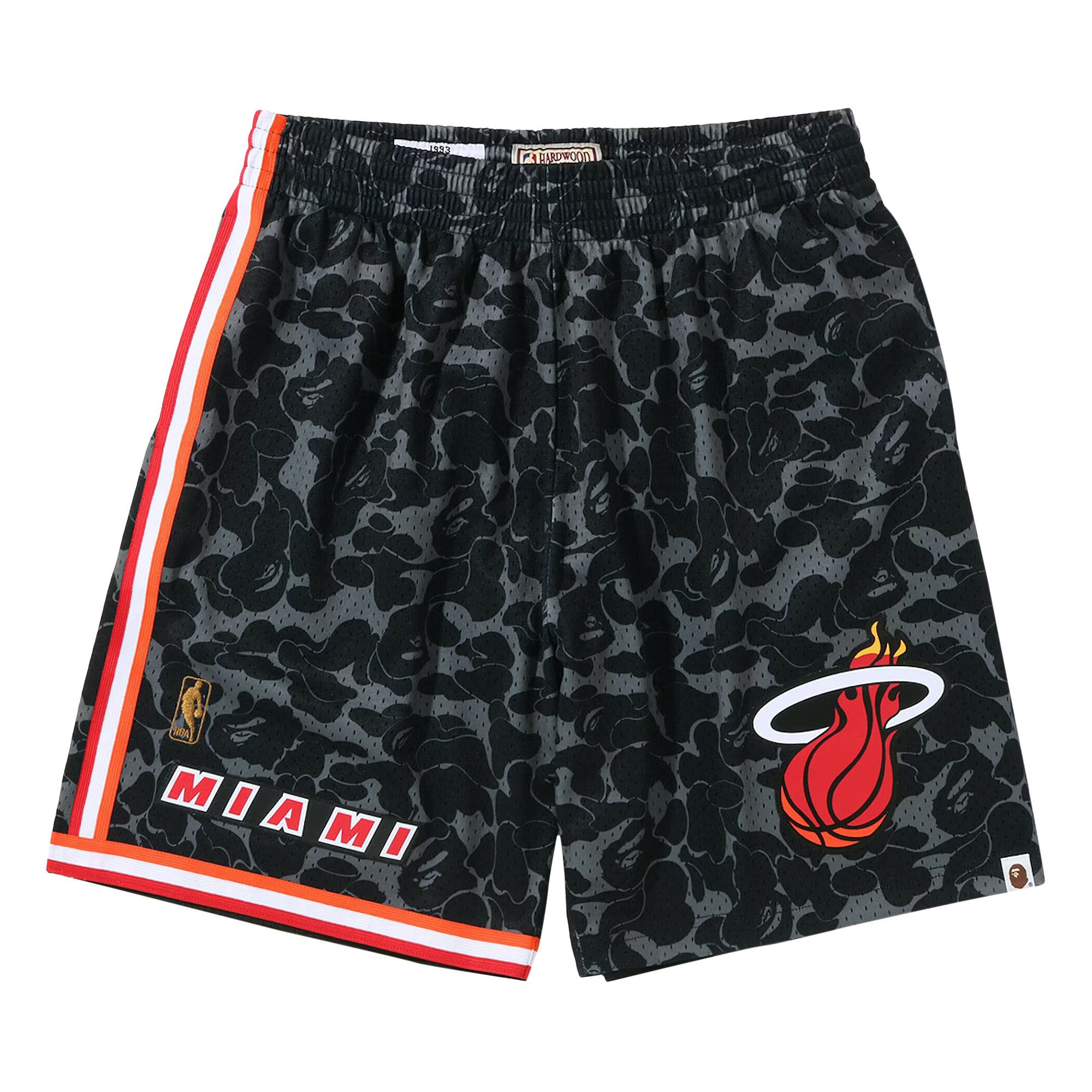 Buy BAPE x Mitchell & Ness Miami Heat Shorts 'Black' - 1I23