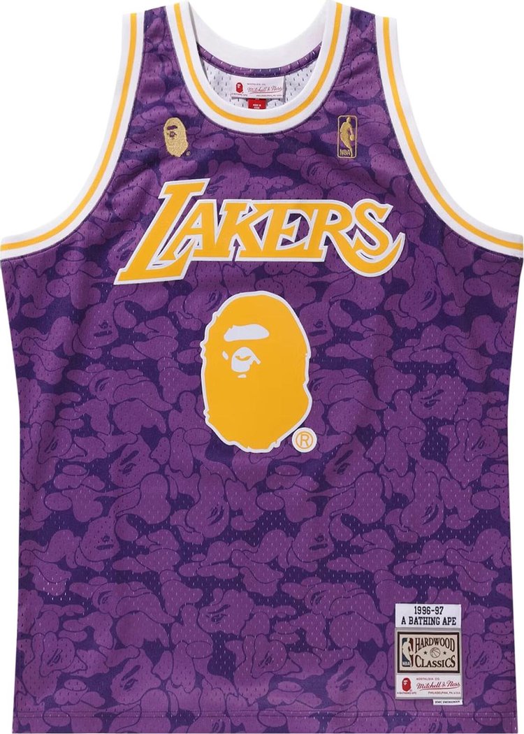 Buy BAPE x Mitchell Ness Lakers ABC Basketball Swingman Jersey 'Purple ...