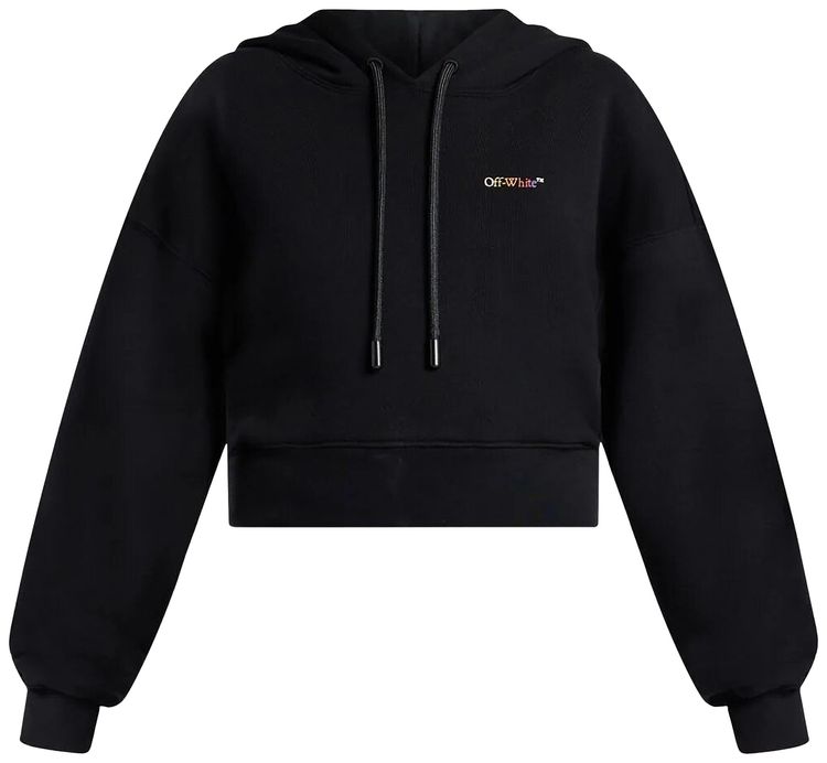 Off White Circle Moon Crop Hoodie BlackMulticolor