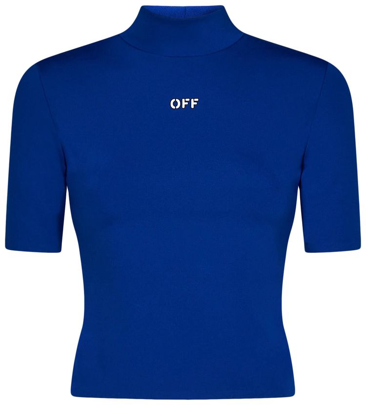 Off White Off Stamp Sleek Short Sleeve Top Dark BlueWhite