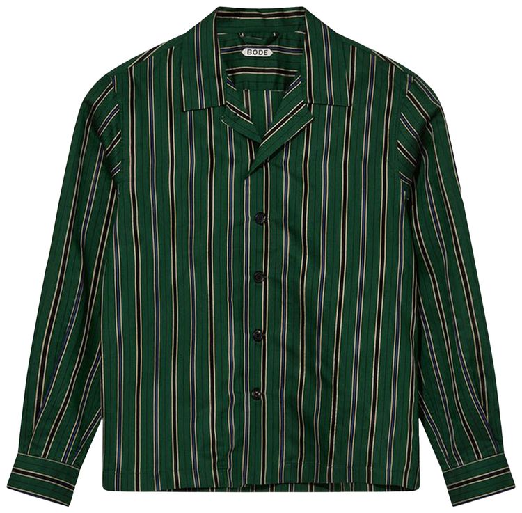 Bode Alumni Stripe Long Sleeve Shirt Green