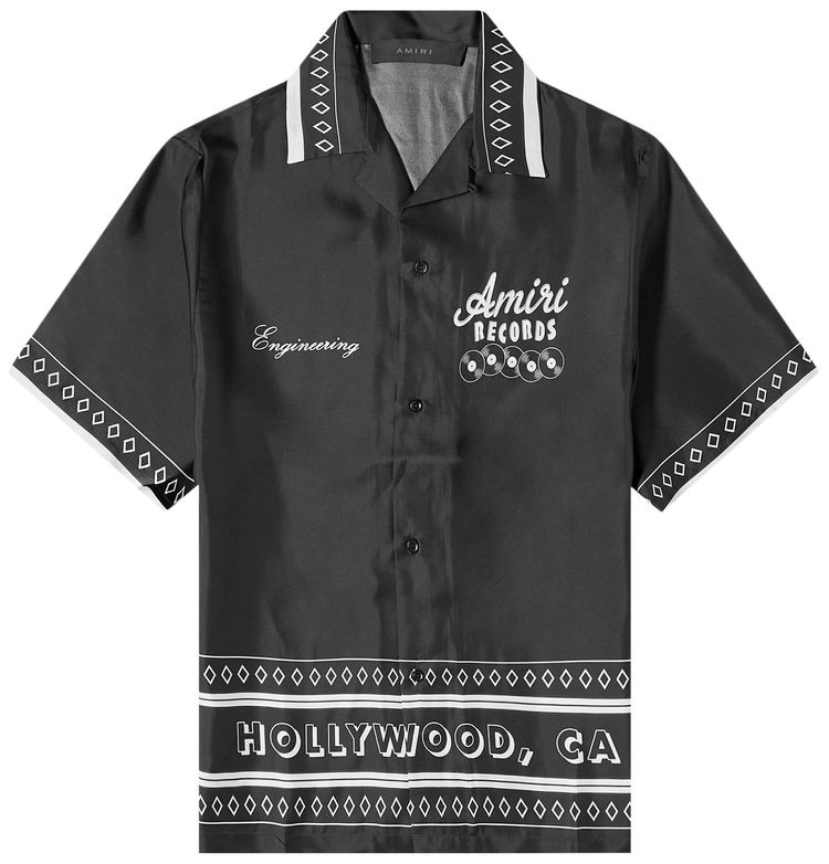 Amiri Records Short Sleeve Shirt Black