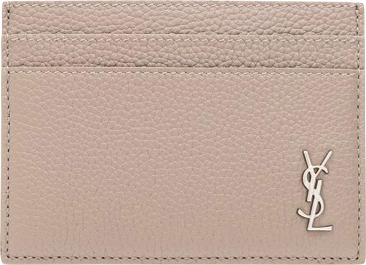 Saint Laurent Tiny Cassandre Card Case Greysih Brown