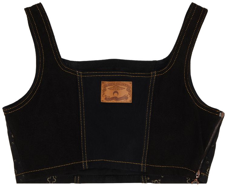 Marine Serre Regenerated Denim Bustier Blue