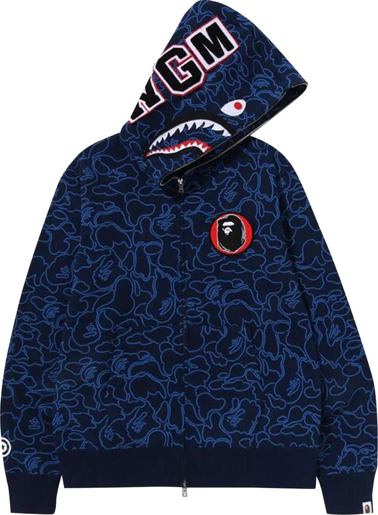 BAPE 30th Anniversary Line Camo Shark Full Zip Hoodie 'Navy'