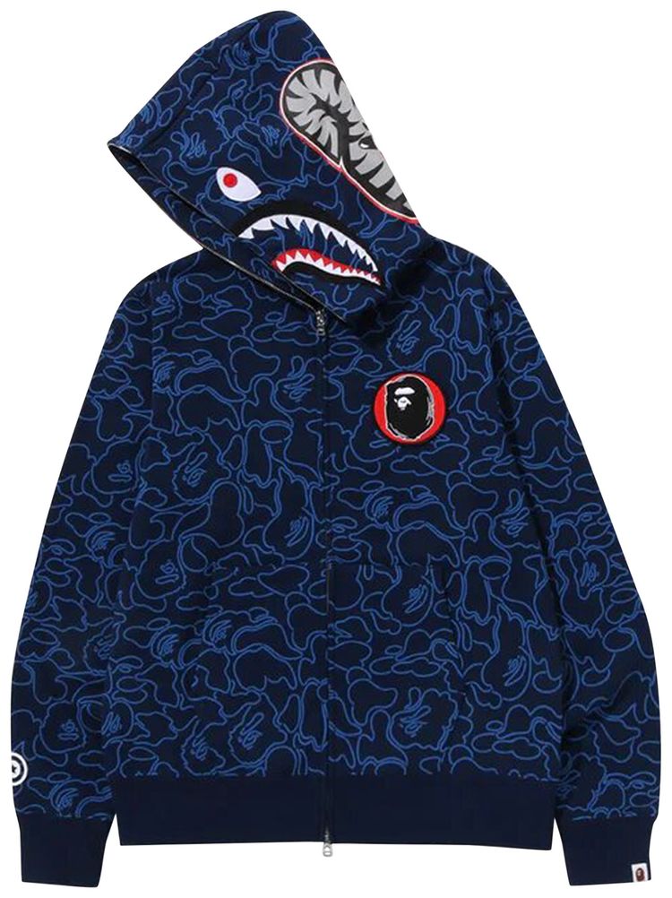 BAPE 30th Anniversary Line Camo Shark Full Zip Hoodie Navy