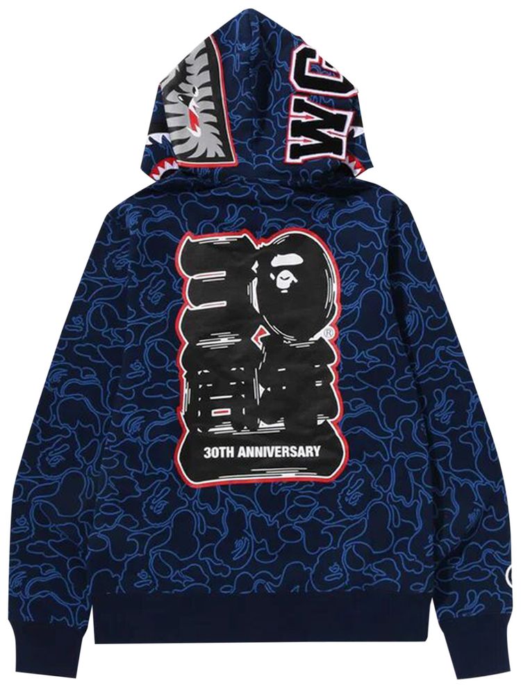BAPE 30th Anniversary Line Camo Shark Full Zip Hoodie Navy