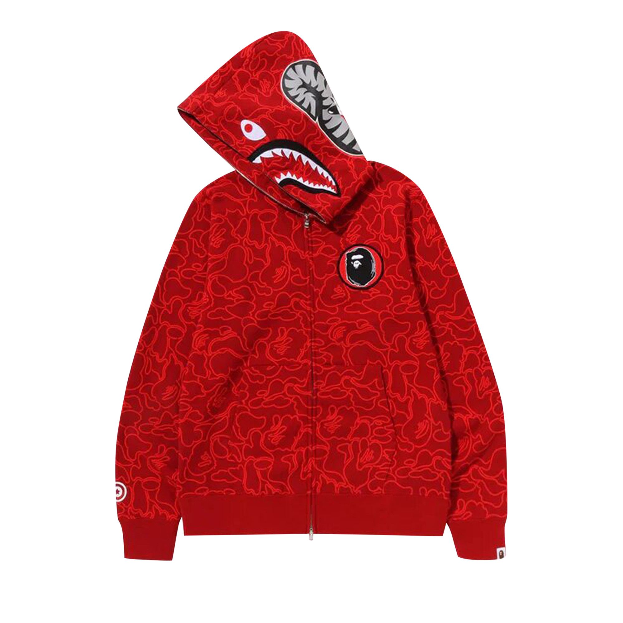 Buy BAPE 30th Anniversary Line Camo Shark Full Zip Hoodie Red 1J70 115 001 RED GOAT NL