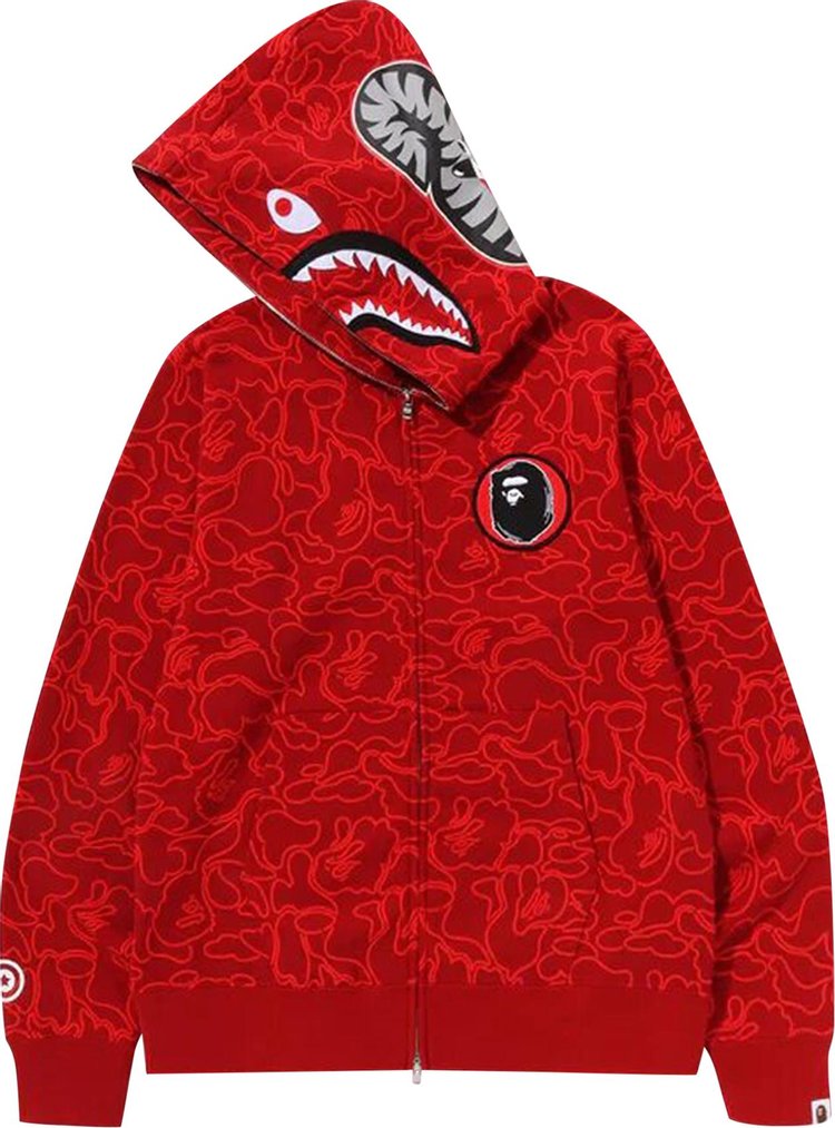 BAPE 30th Anniversary Line Camo Shark Full Zip Hoodie Red