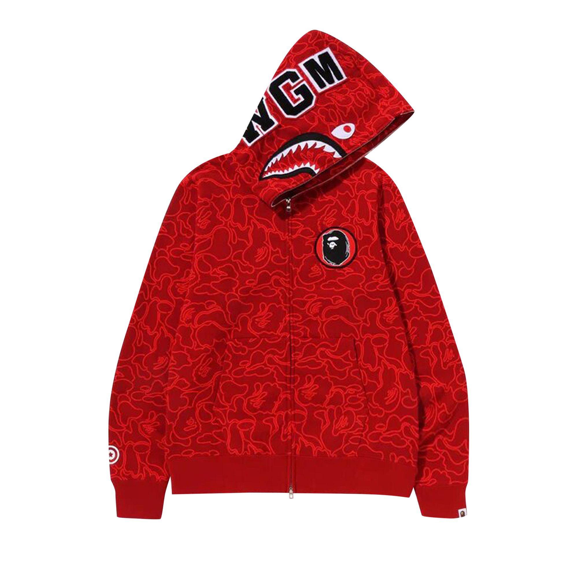 Size xxxl BAPE 30th Anniversary Line Camo Shark Full Zip Hoodie Red