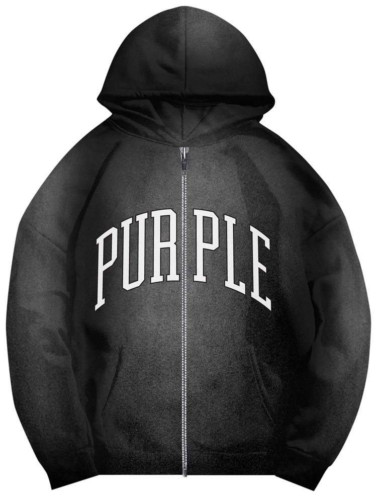 PURPLE BRAND Heavyweight Fleece Full Zip Hoodie Black