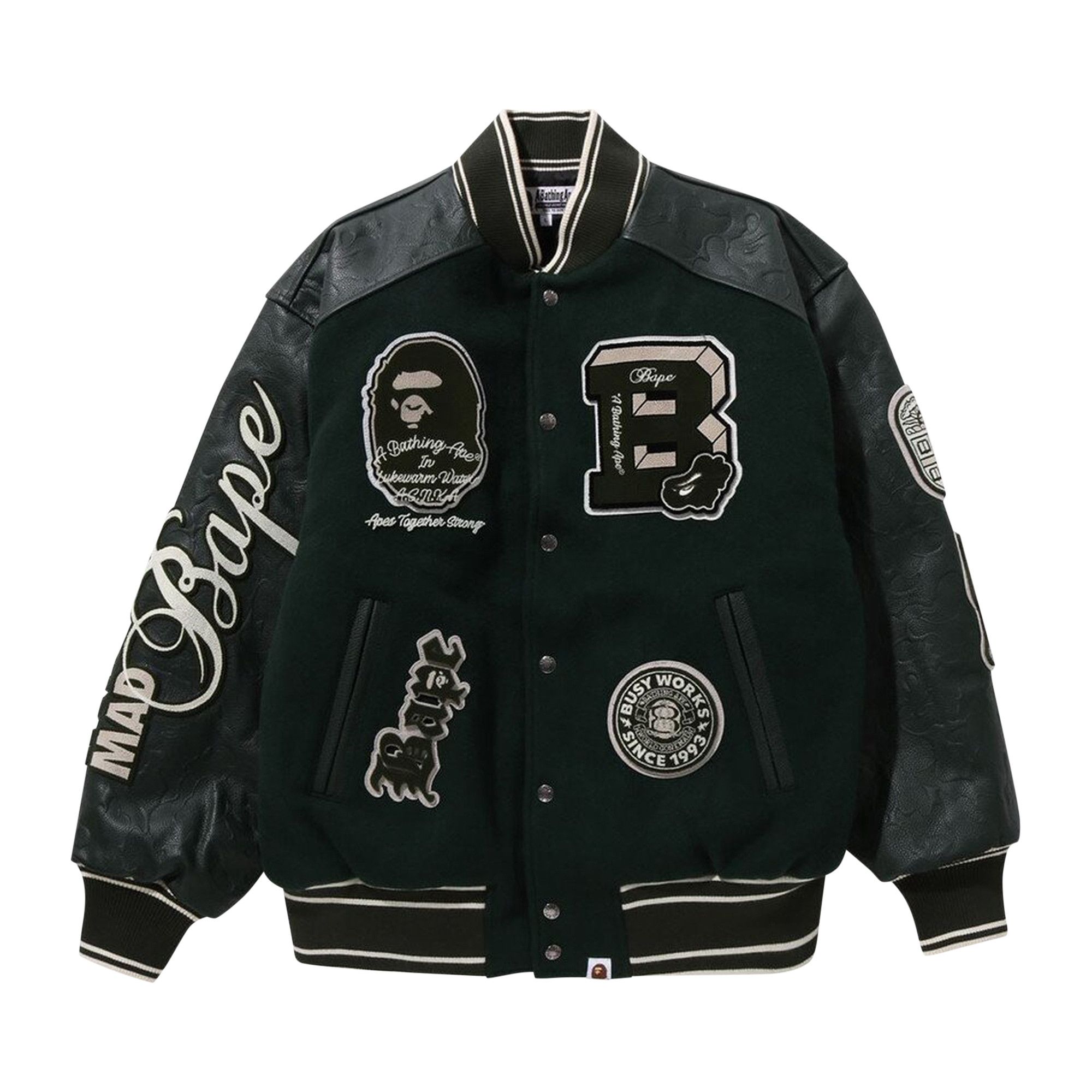 BAPE Patch Varsity Jacket Green