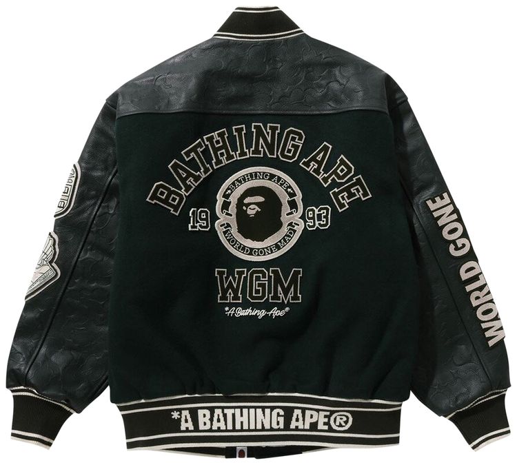 BAPE Patch Varsity Jacket Green