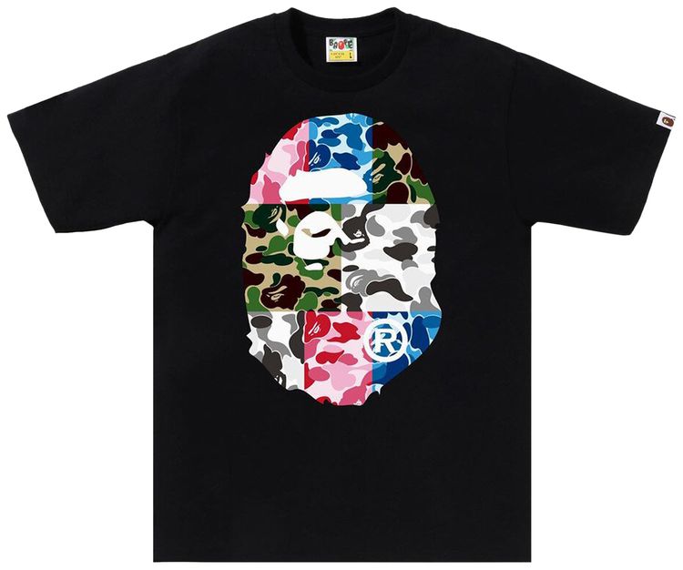 BAPE ABC Camo Crazy Big Ape Head Tee Black