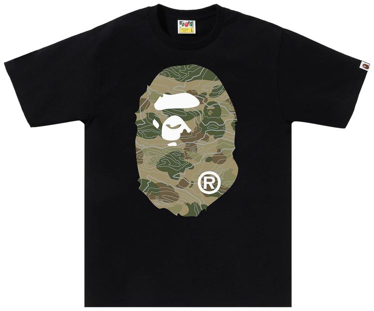 BAPE Layered Line Camo Big Ape Head Tee Black