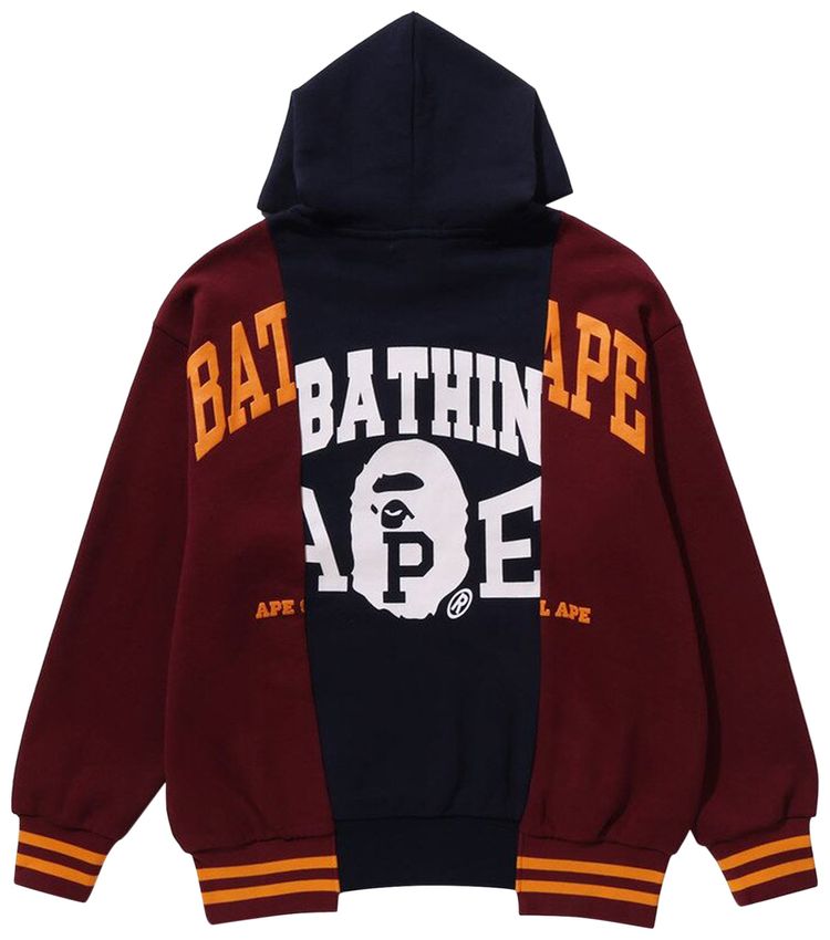 BAPE Badges Color Blocking Hoodie Navy