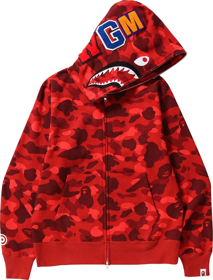 Buy BAPE Color Camo Shark Full Zip Hoodie 'Red' - 1I20 115 005 RED | GOAT