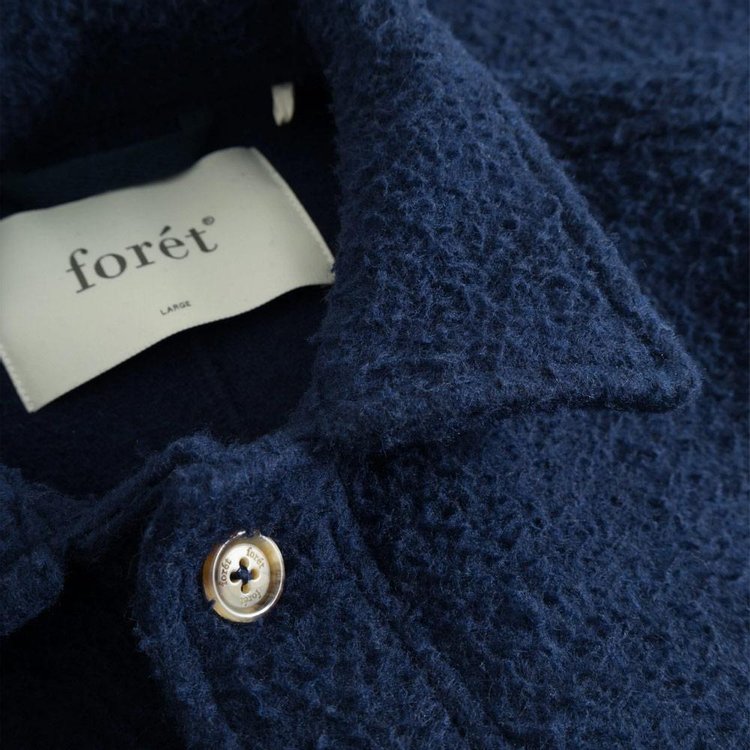 foret Stay Wool Overshirt Navy