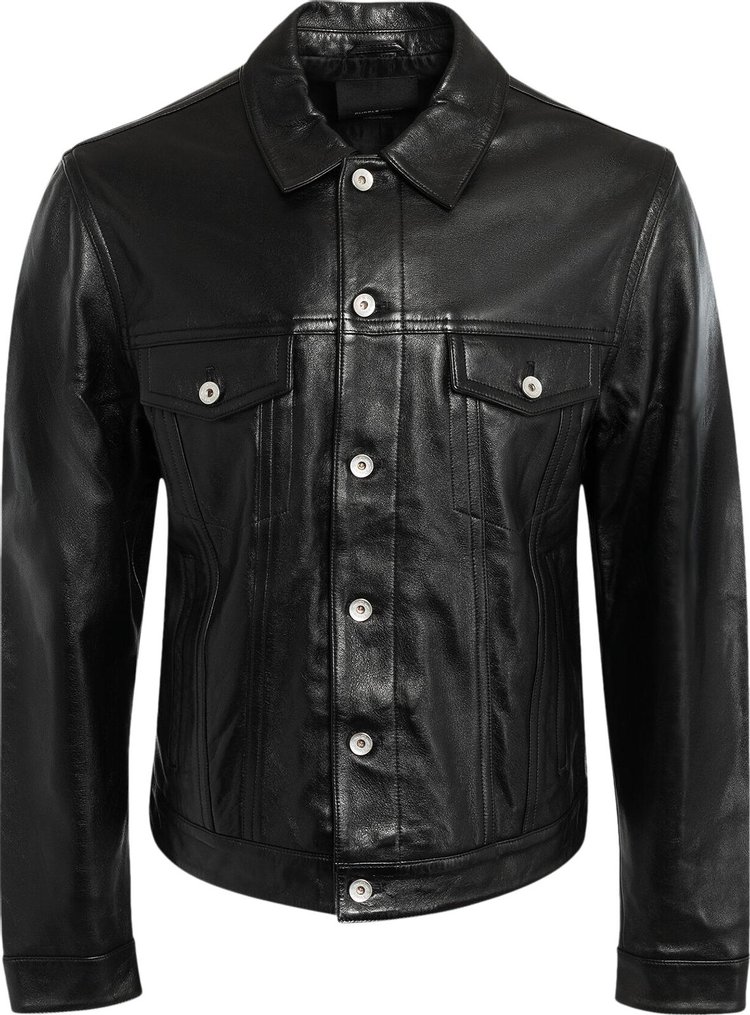 PURPLE BRAND Leather Trucker Jacket 'Black'