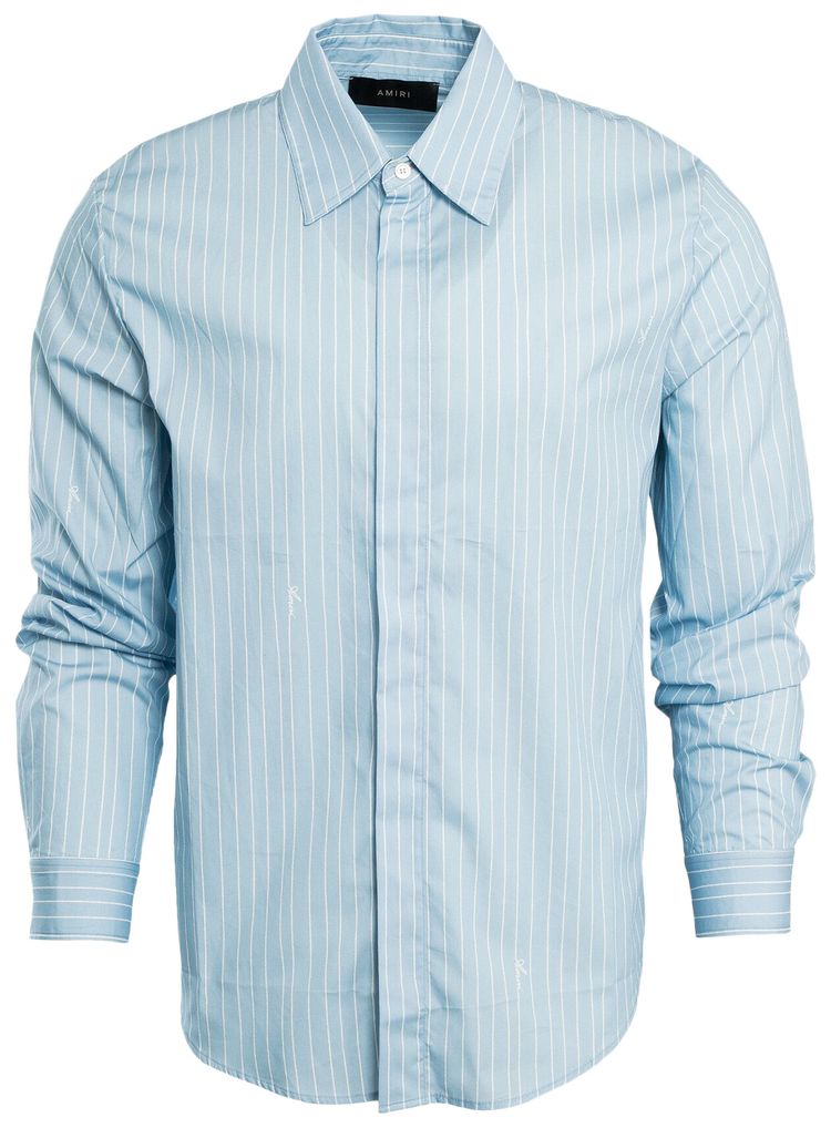 Amiri Script Poplin Shirt Light Blue