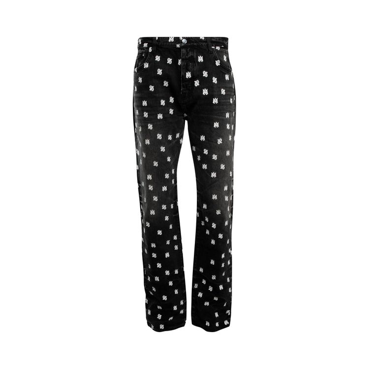Amiri MA Paisley Emblem Straight Jean Faded Black