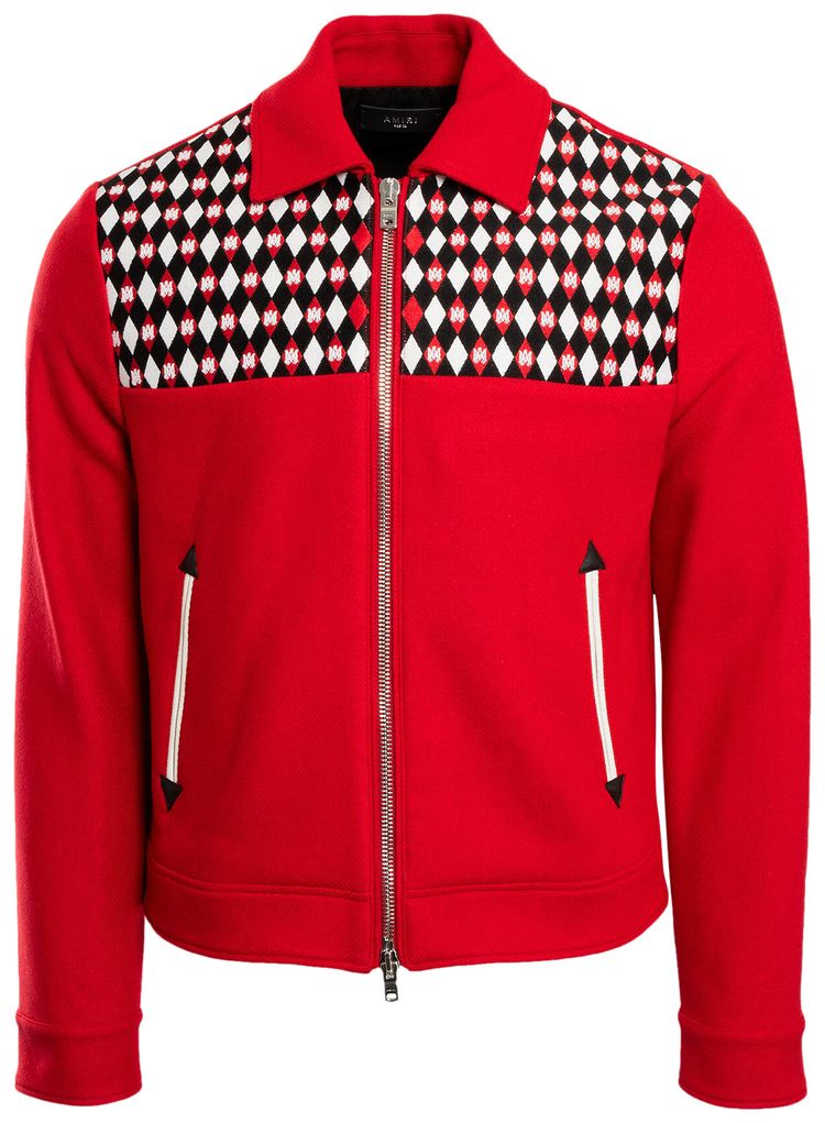 Amiri Diamond Embroidered Work Jacket Goji Berry