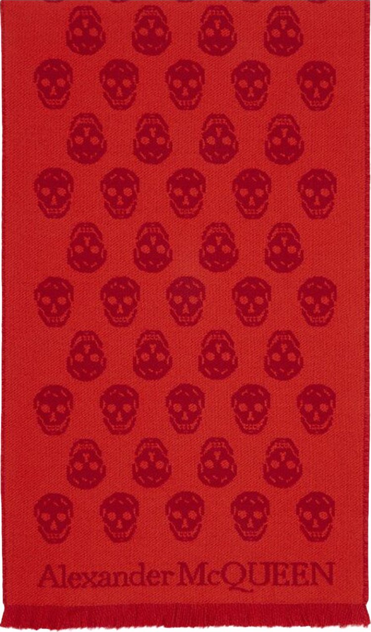 Alexander McQueen Skull Wool Scarf 'Bordeaux Red'