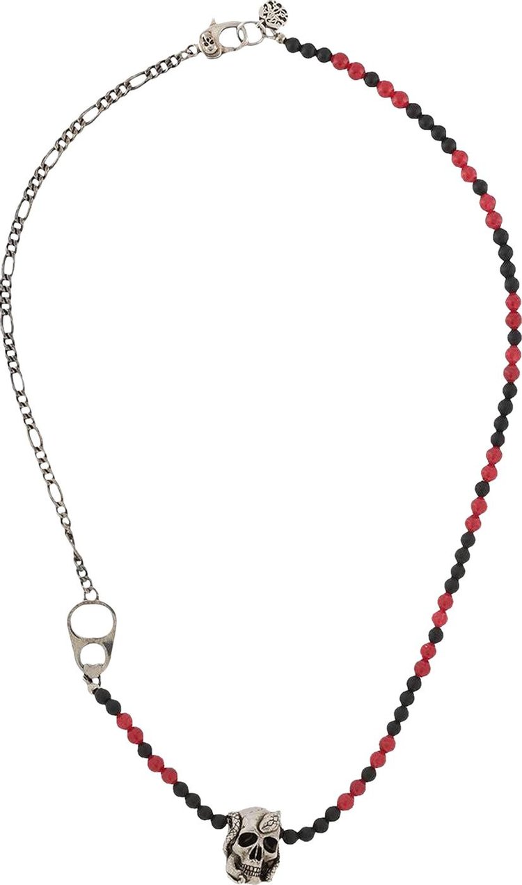Alexander McQueen Snake Skull Beaded Necklace 'Black/Red'