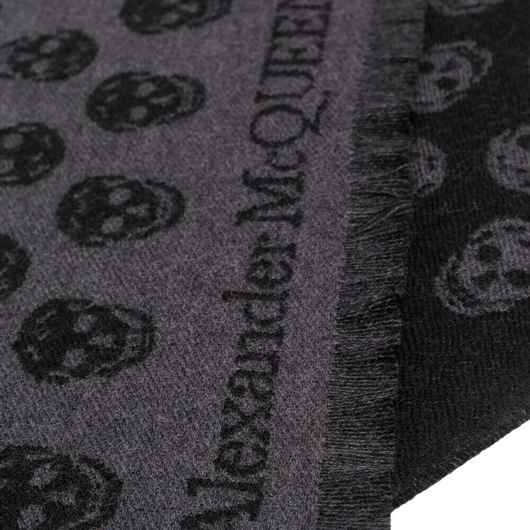 Alexander McQueen Skull Pattern Scarf Grey