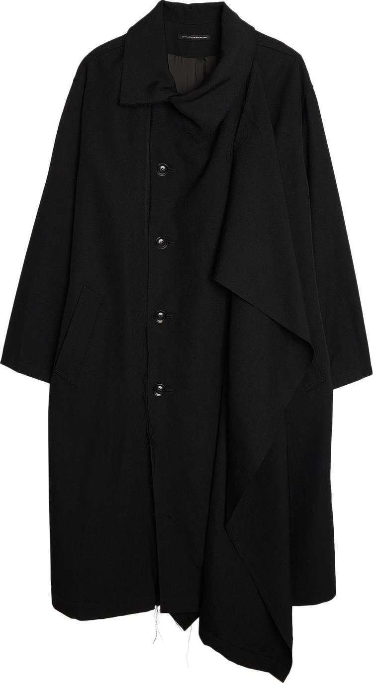 Y's Gabardine Left Flap Panel Coat 'Black'