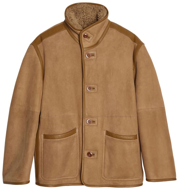 Lemaire Reversible Shearling Coat Sand Stone