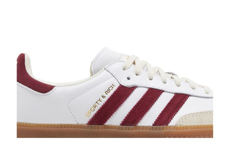adidas gazelle silver green womens Adidas x Sporty & Rich Women's Samba OG Cloud White / Night Indigo /  Collegiate Red Low Top Sneakers