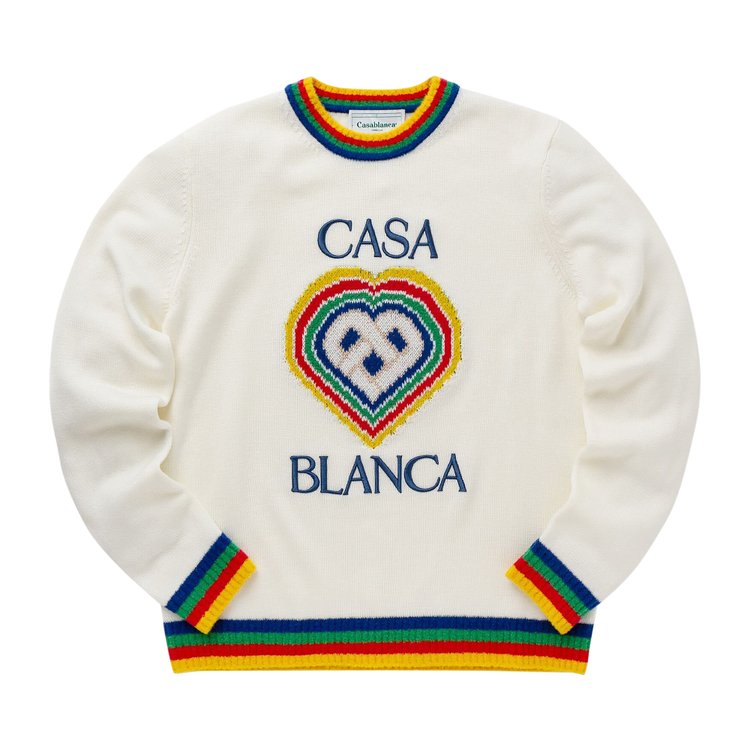 Casablanca Heart Boucle Brand Jumper White