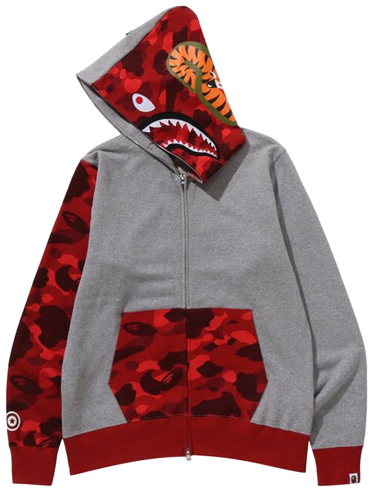 BAPE Color Camo Shark Full Zip Hoodie Red