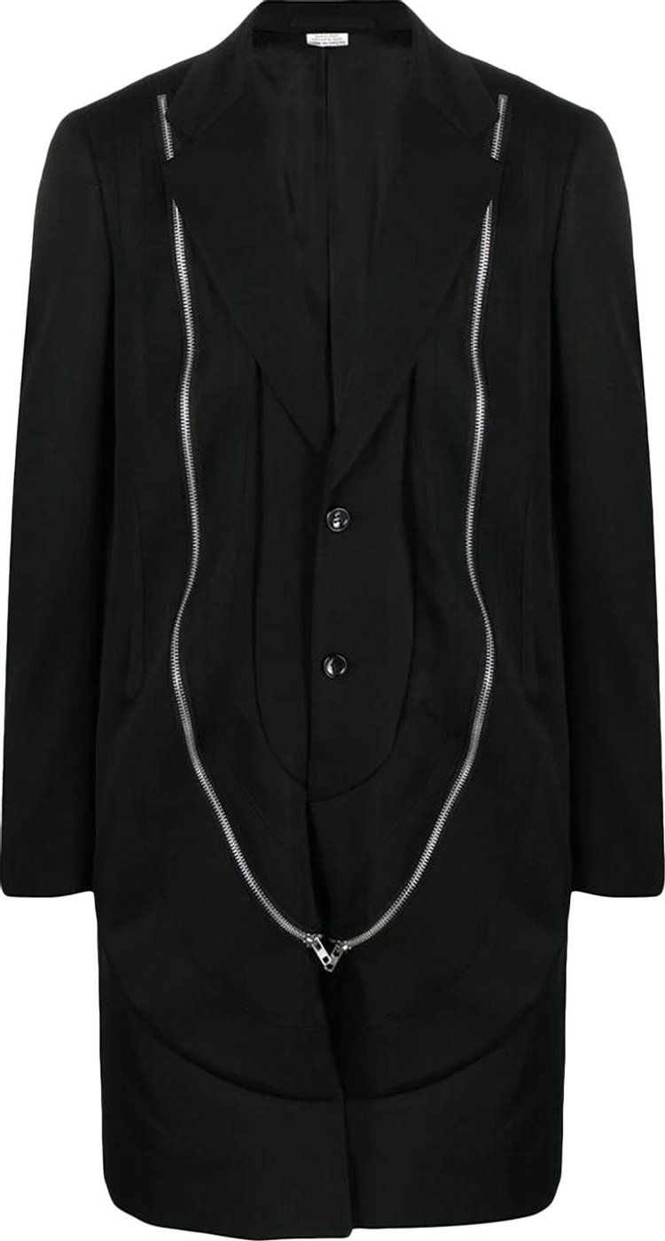 Comme des Garcons Homme Plus Zipper Detail Long Jacket Black