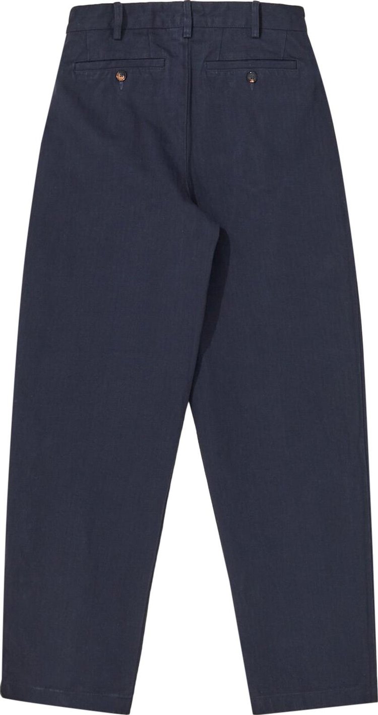 Noah Double Pleat Herringbone Pant Navy